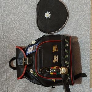 Vintage Leather Backpack with Pouch